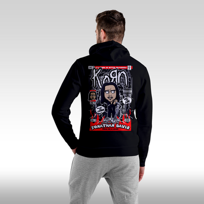 Hanorac Negru personalizat spate barbat rock "Korn" streetwear
