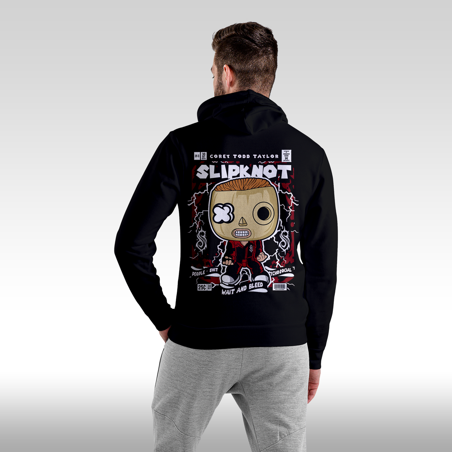 Hanorac Negru personalizat spate barbat rock "Slipknot" streetwear
