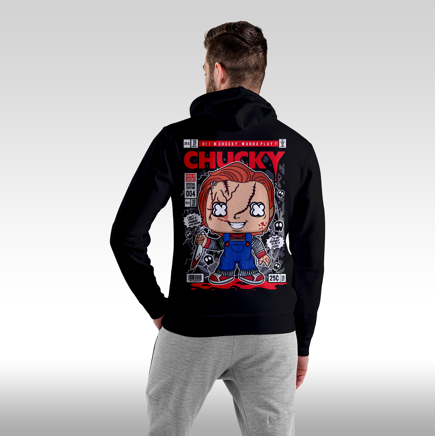 Hanorac Negru personalizat spate barbat urban "Chucky" streetwear
