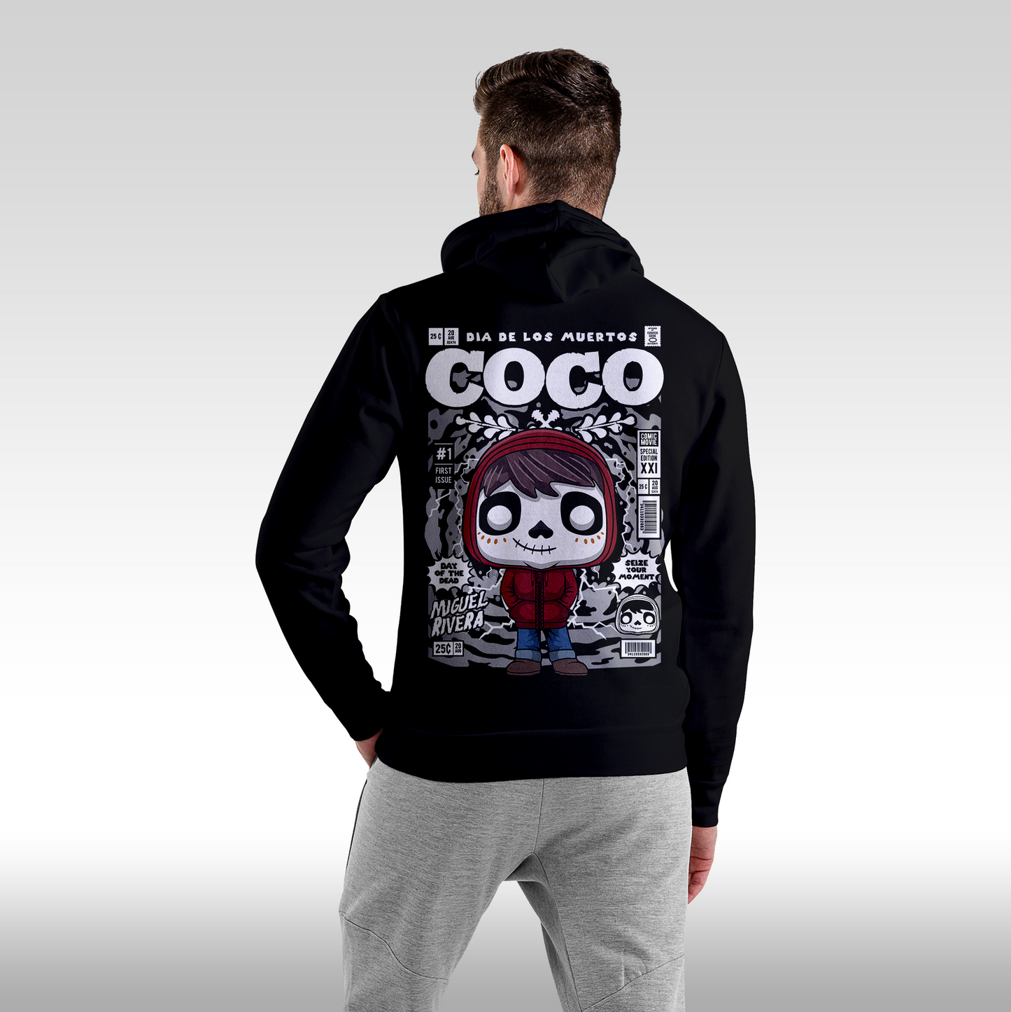 Hanorac Negru personalizat spate barbat urban "Coco" streetwear
