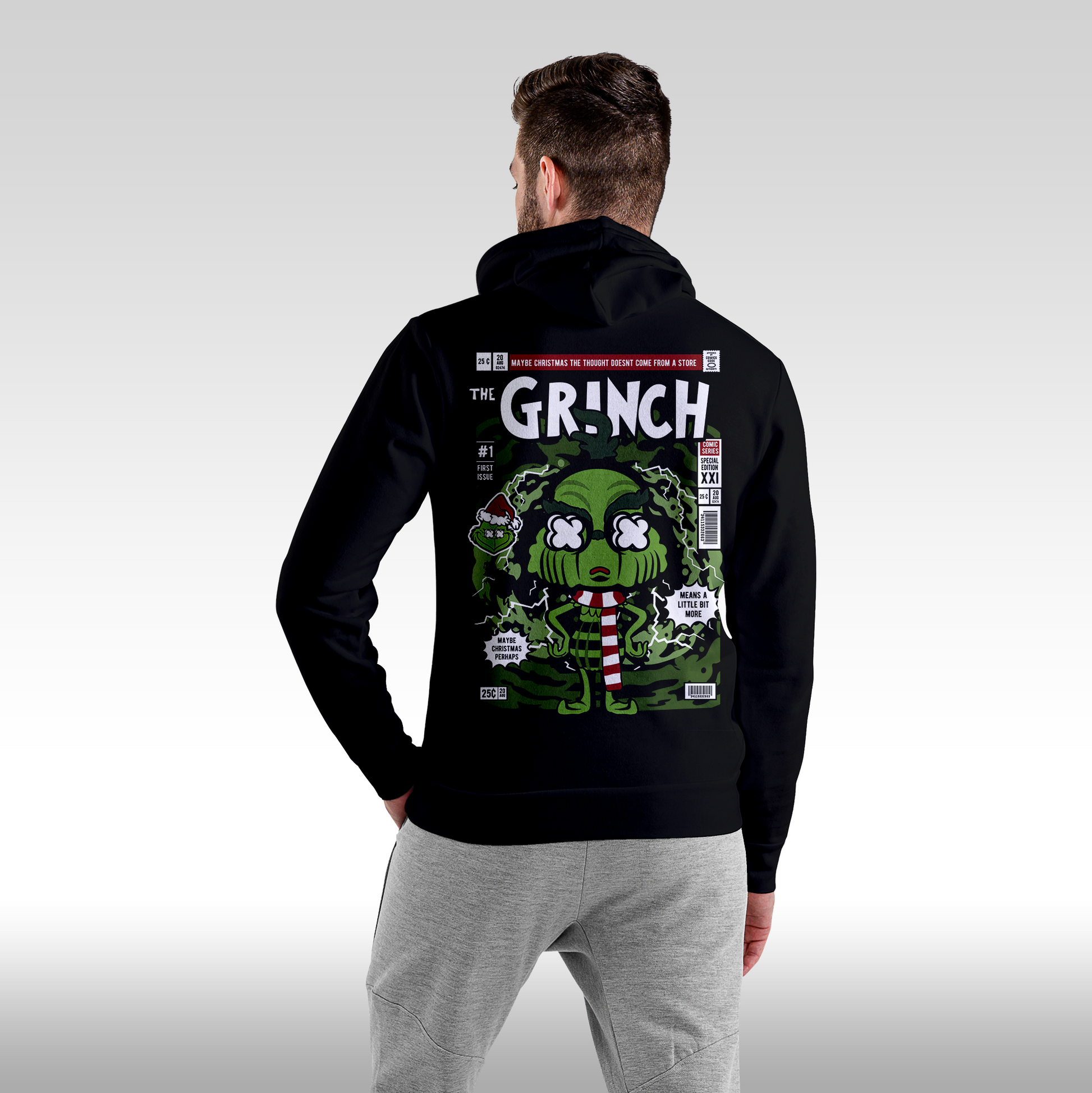 Hanorac Negru personalizat spate barbat urban "Grinch" streetwear
