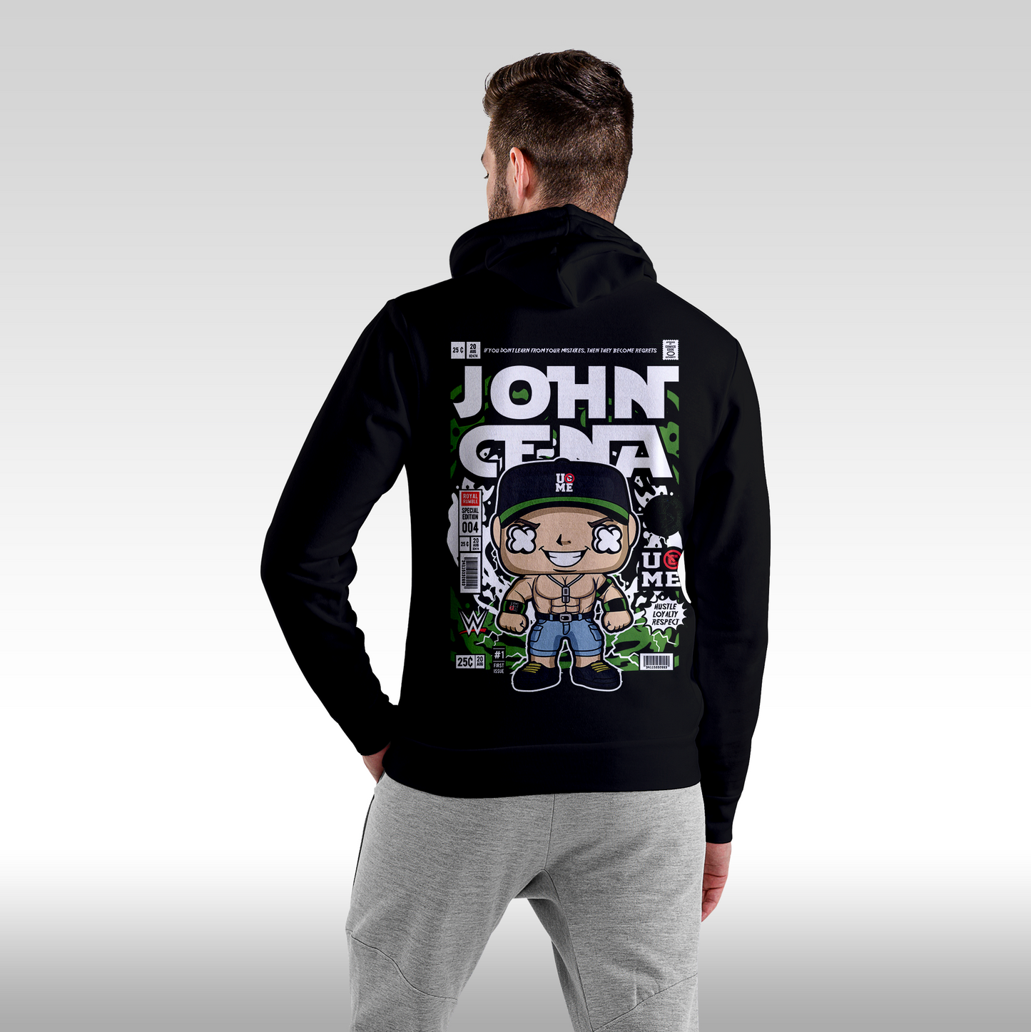 Hanorac Negru personalizat spate barbat urban "John Cena" streetwear
