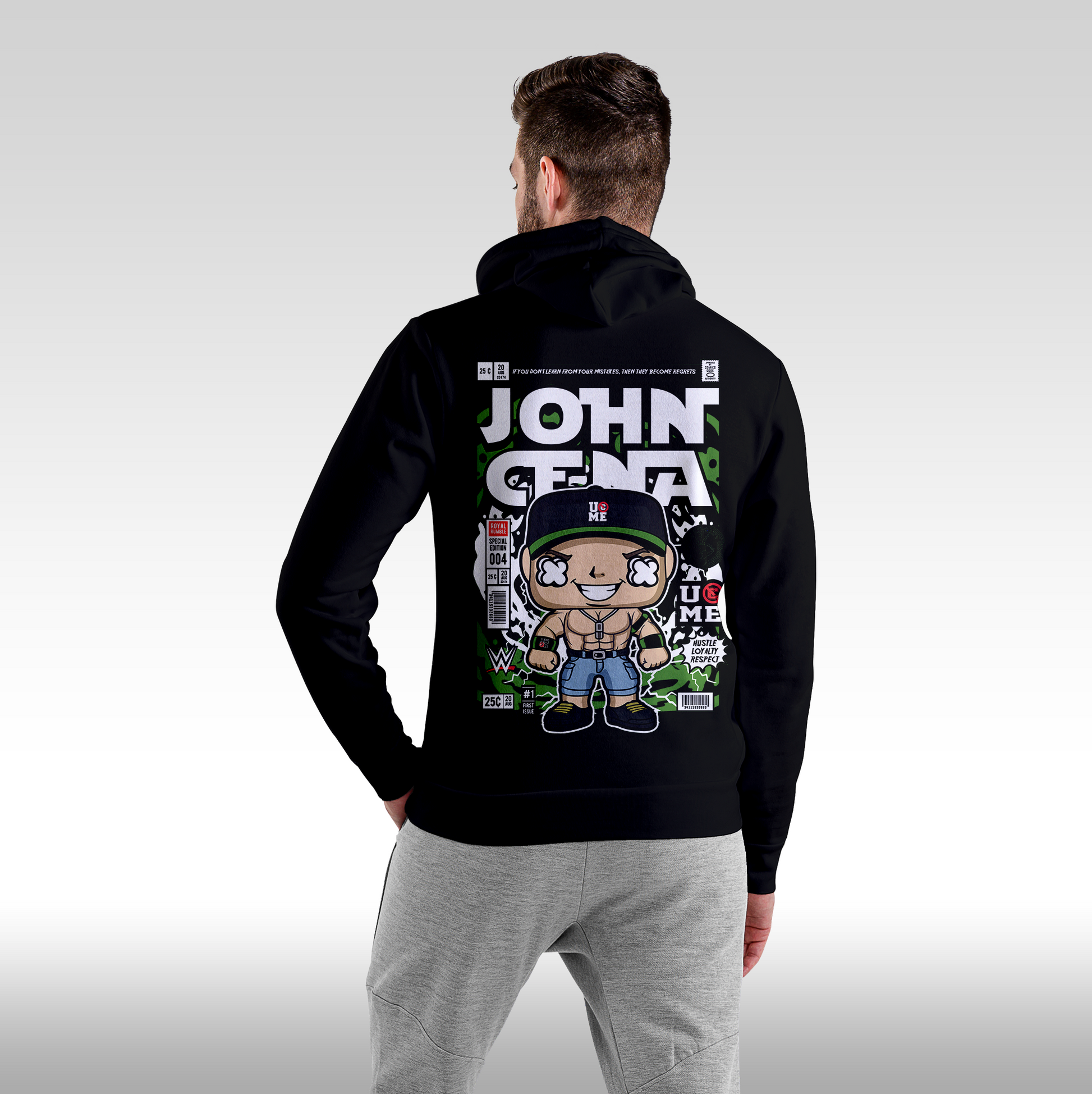 Hanorac Negru personalizat spate barbat urban "John Cena" streetwear
