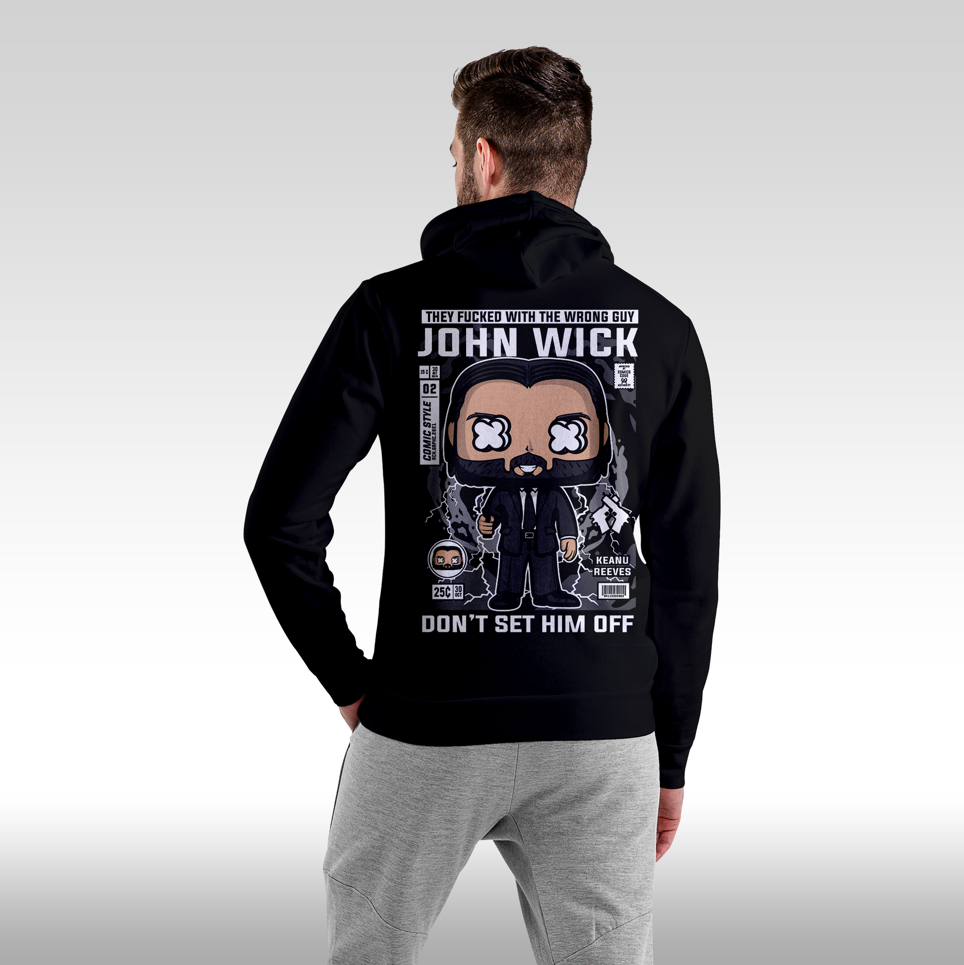 Hanorac Negru personalizat spate barbat urban "John wick" streetwear
