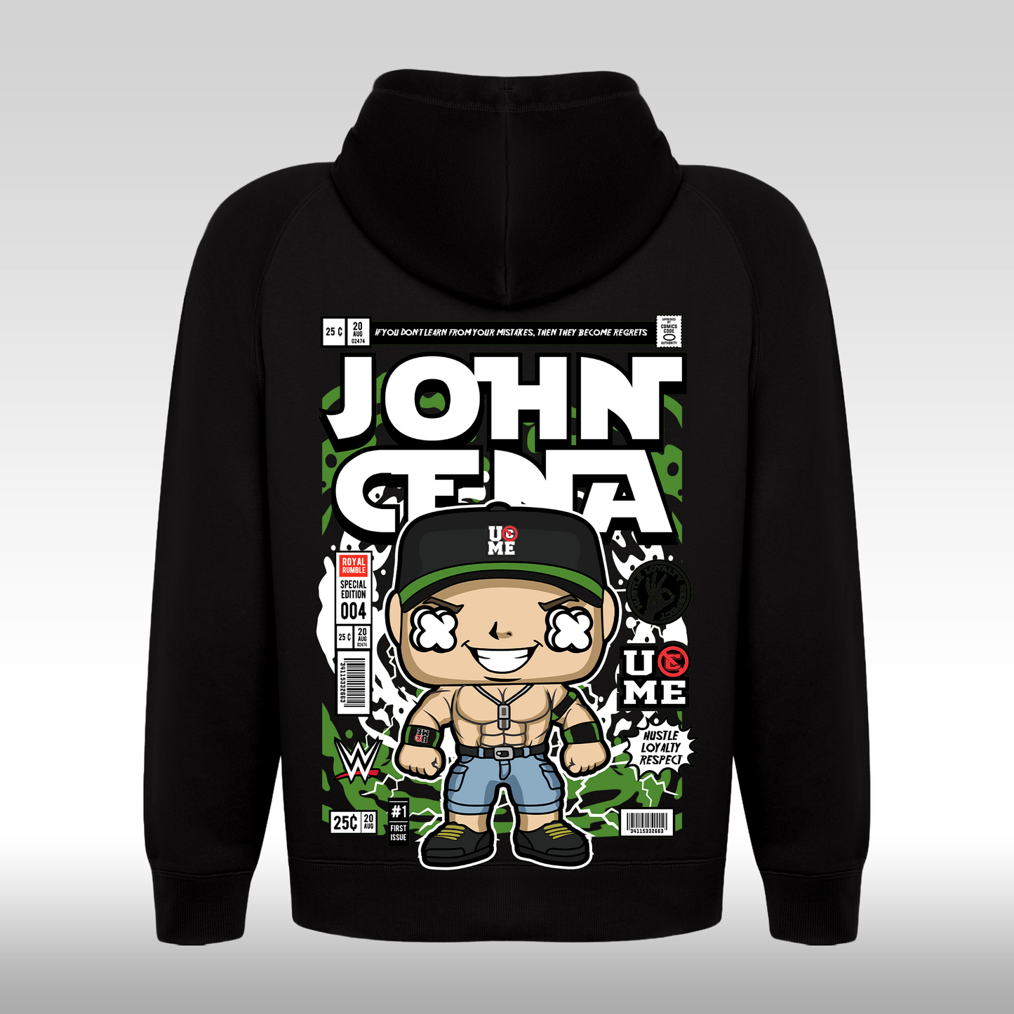 Hanorac Negru personalizat spate Dama urban "John Cena" streetwear
