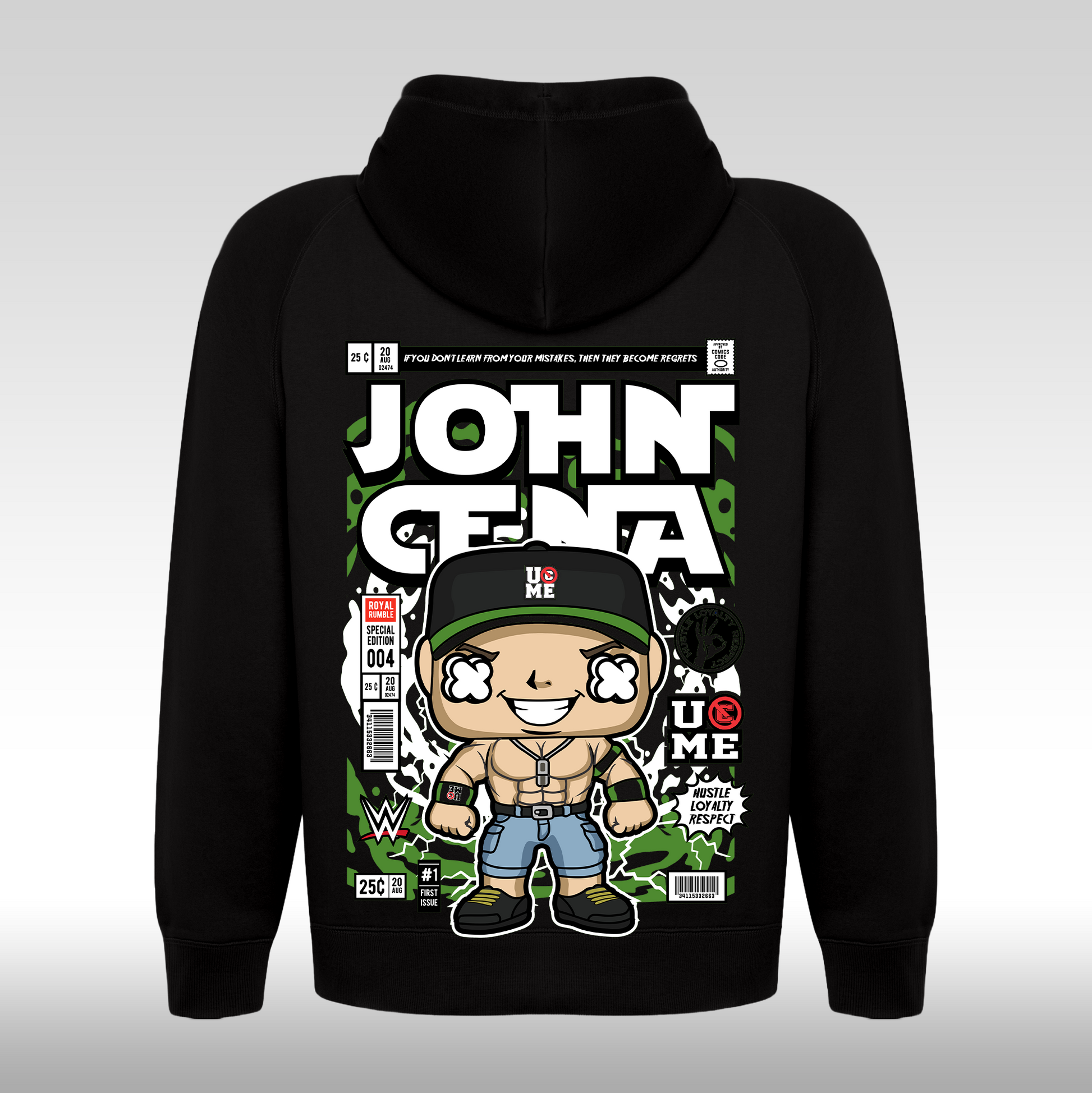 Hanorac Negru personalizat spate Dama urban "John Cena" streetwear
