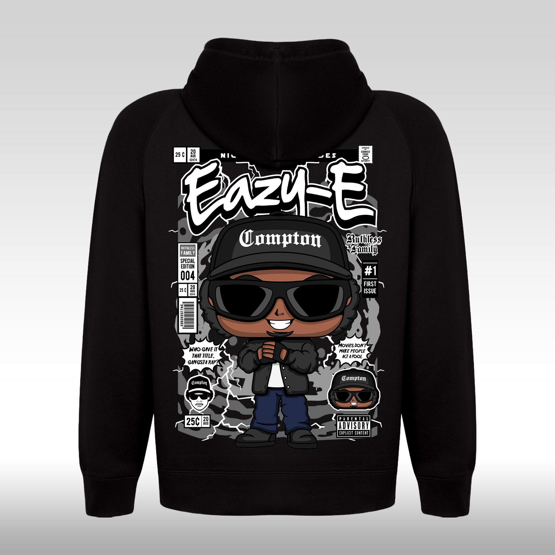 Hanorac Negru personalizat spate hip-hop "Eazy-E" streetwear

