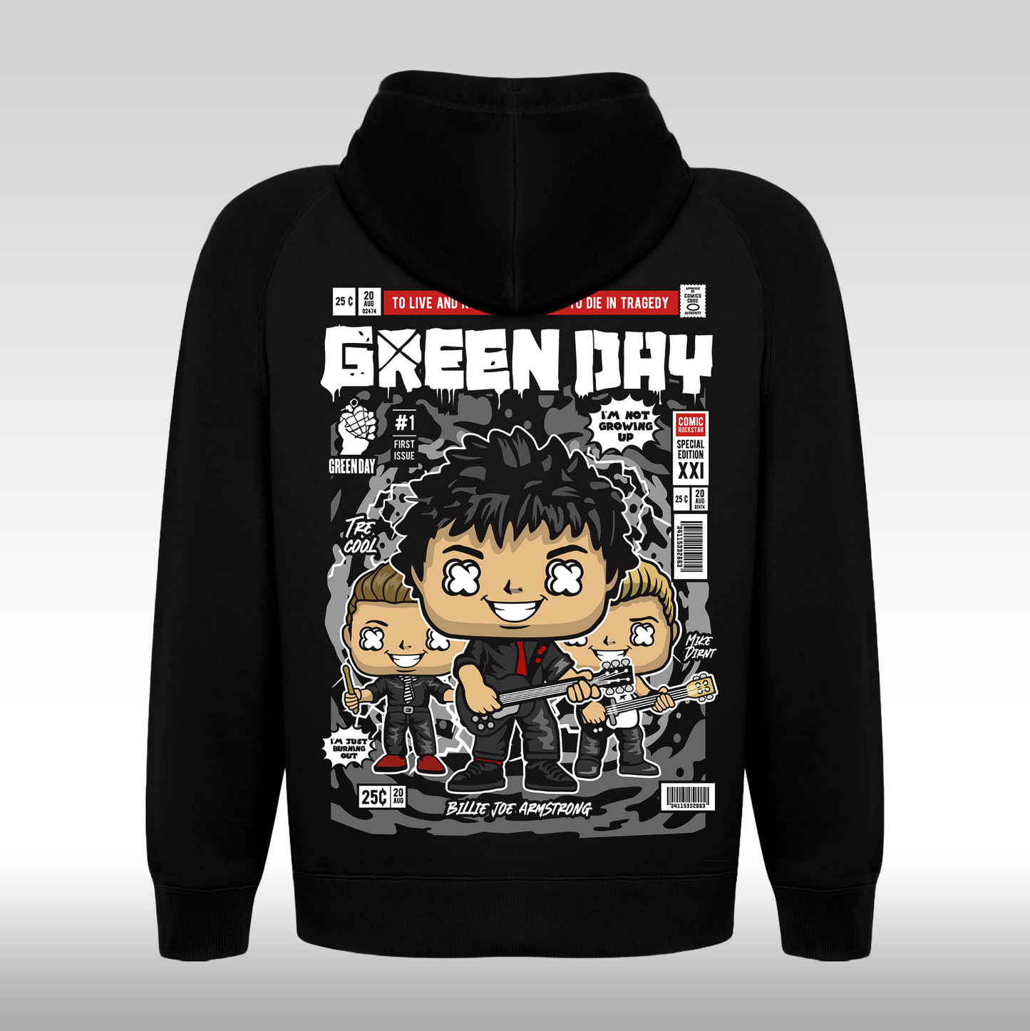 Hanorac Negru personalizat spate punk-rock "Green Day" streetwear
