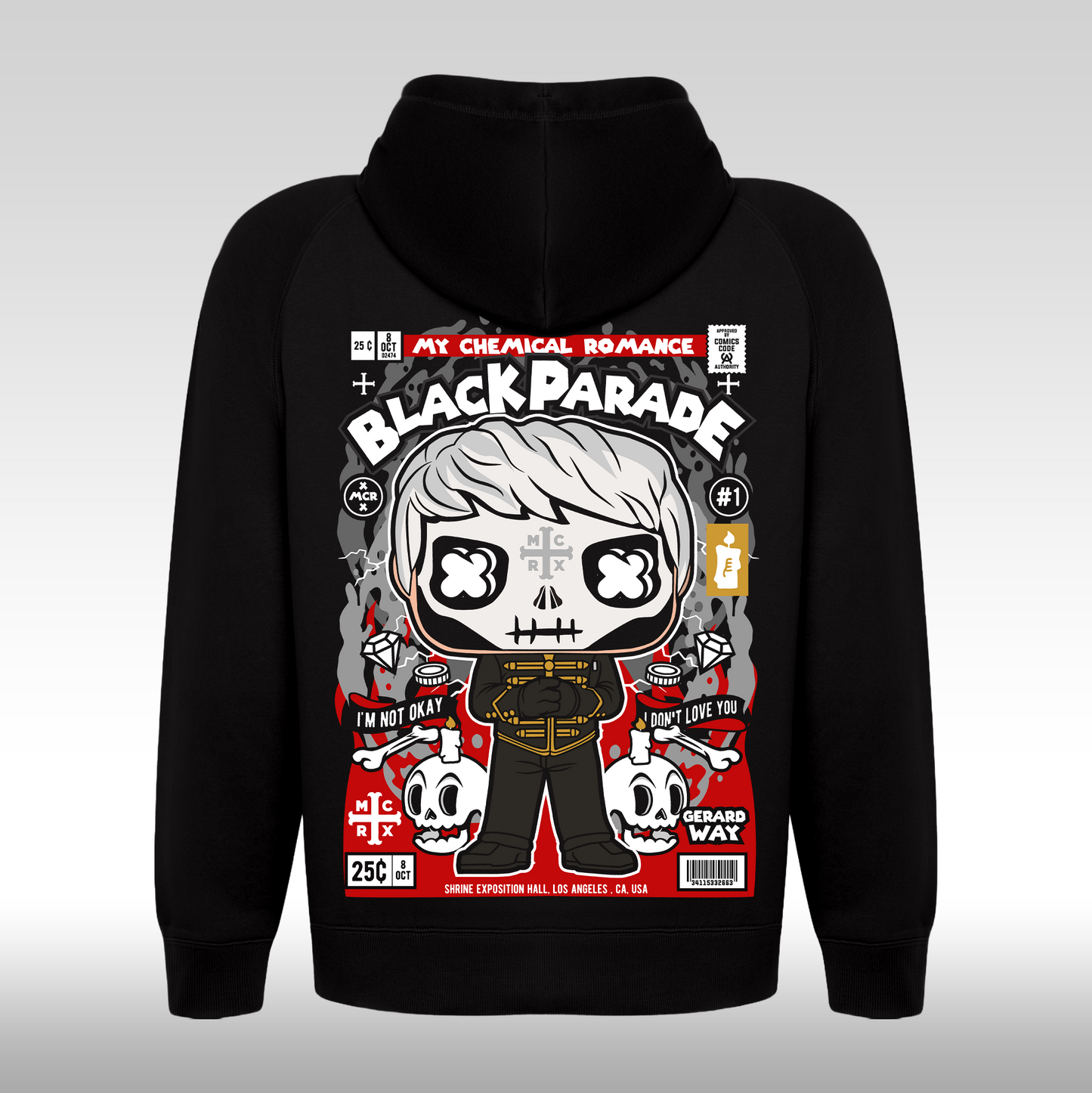 Hanorac Negru personalizat spate rock "Black Parade" streetwear
