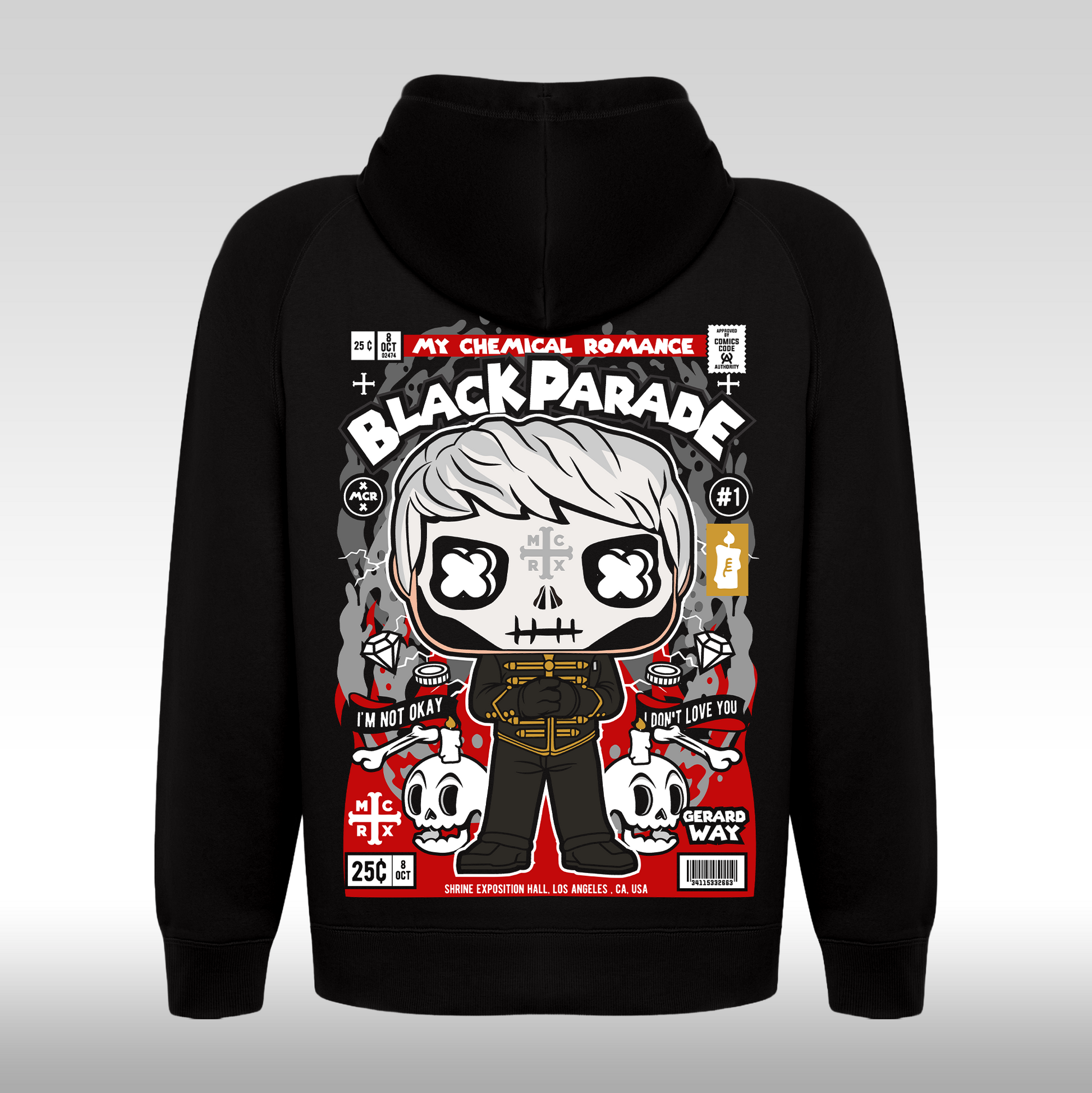 Hanorac Negru personalizat spate rock "Black Parade" streetwear
