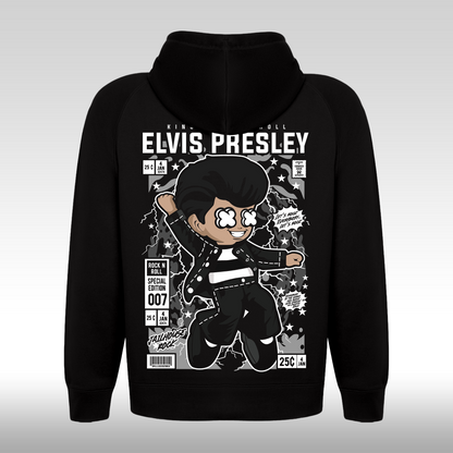Hanorac Negru personalizat spate rock "Elvis Presley" streetwear
