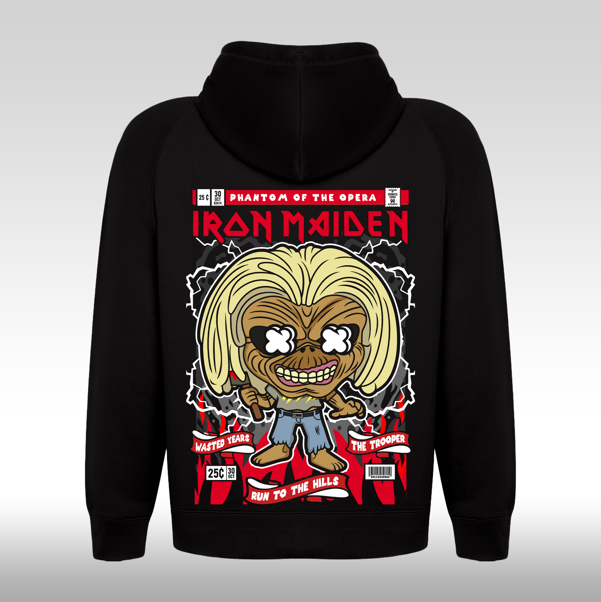 Hanorac Negru personalizat spate rock "Iron Maiden" streetwear
