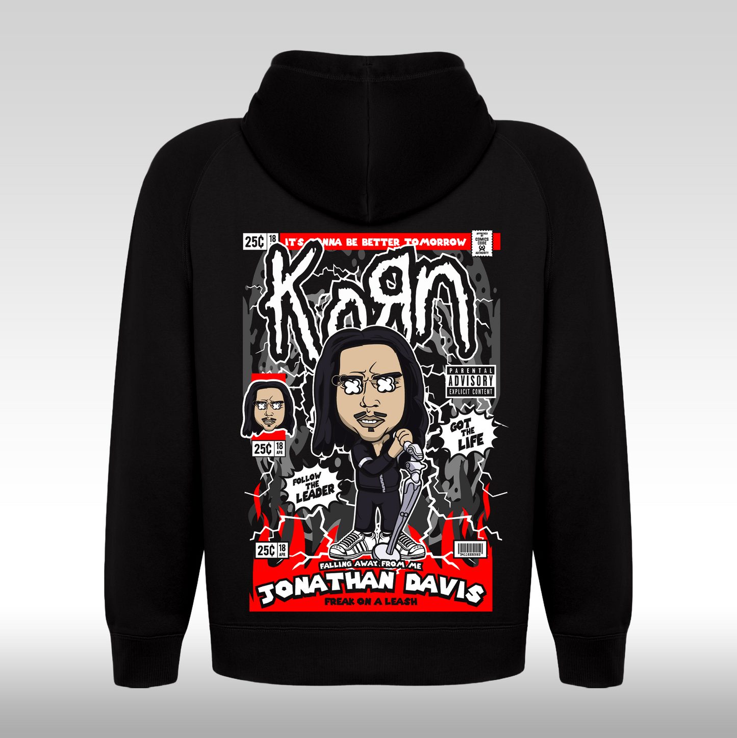 Hanorac Negru personalizat spate rock "Korn" streetwear
