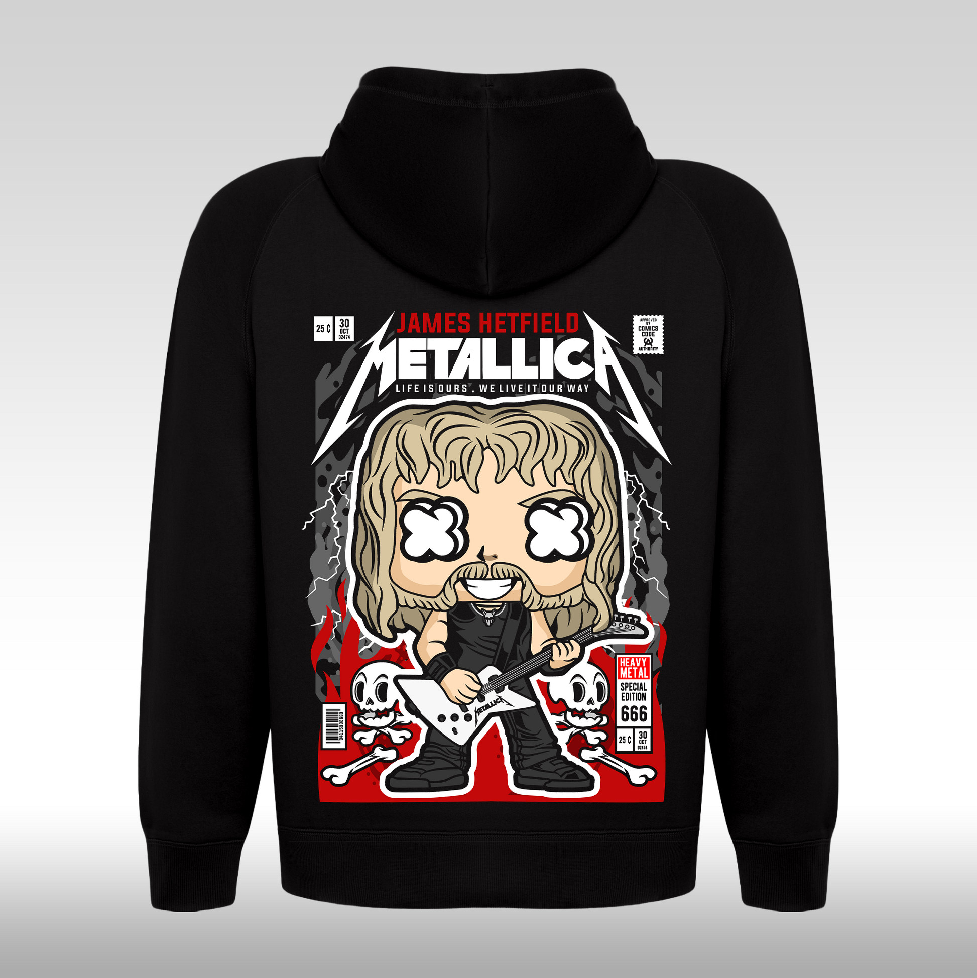 Hanorac Negru personalizat spate rock "Metallica" streetwear
