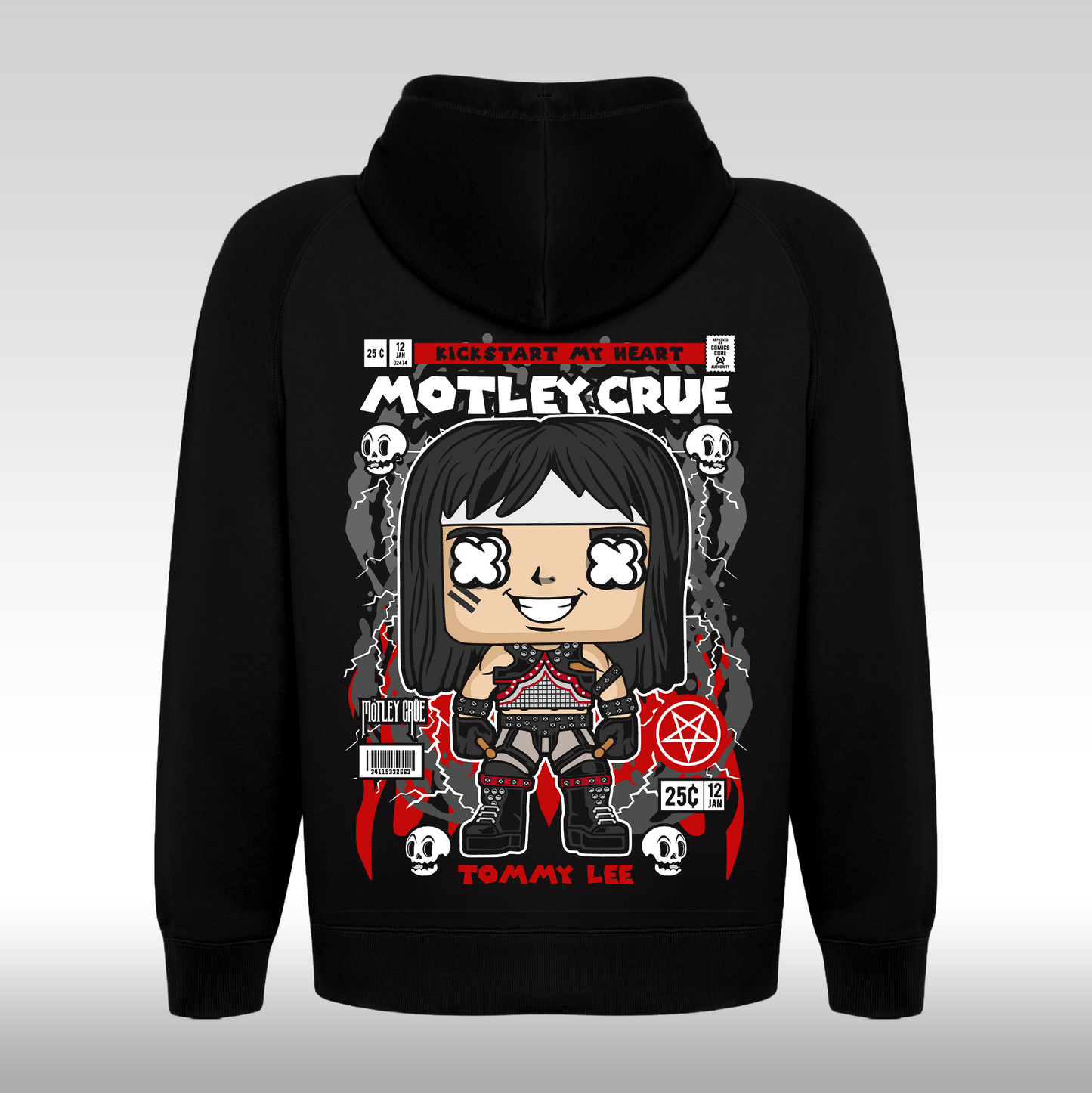 Hanorac Negru personalizat spate rock "Motley Crue" streetwear

