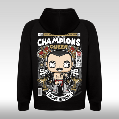 Hanorac Negru personalizat spate rock "Queen: Rock you" streetwear
