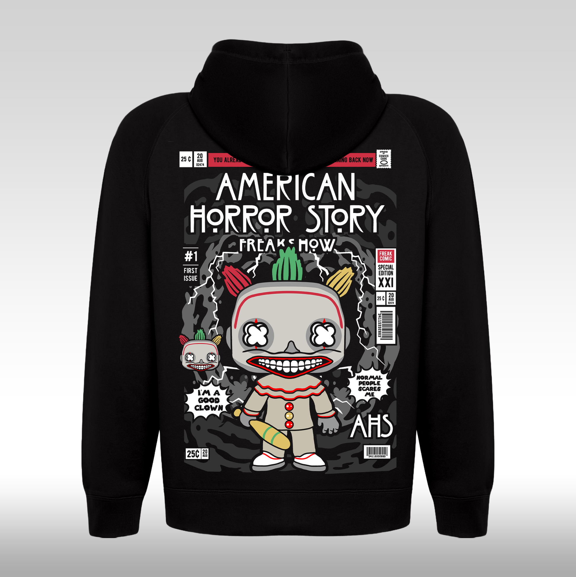 Hanorac Negru personalizat spate urban "American Horror Story" streetwear
