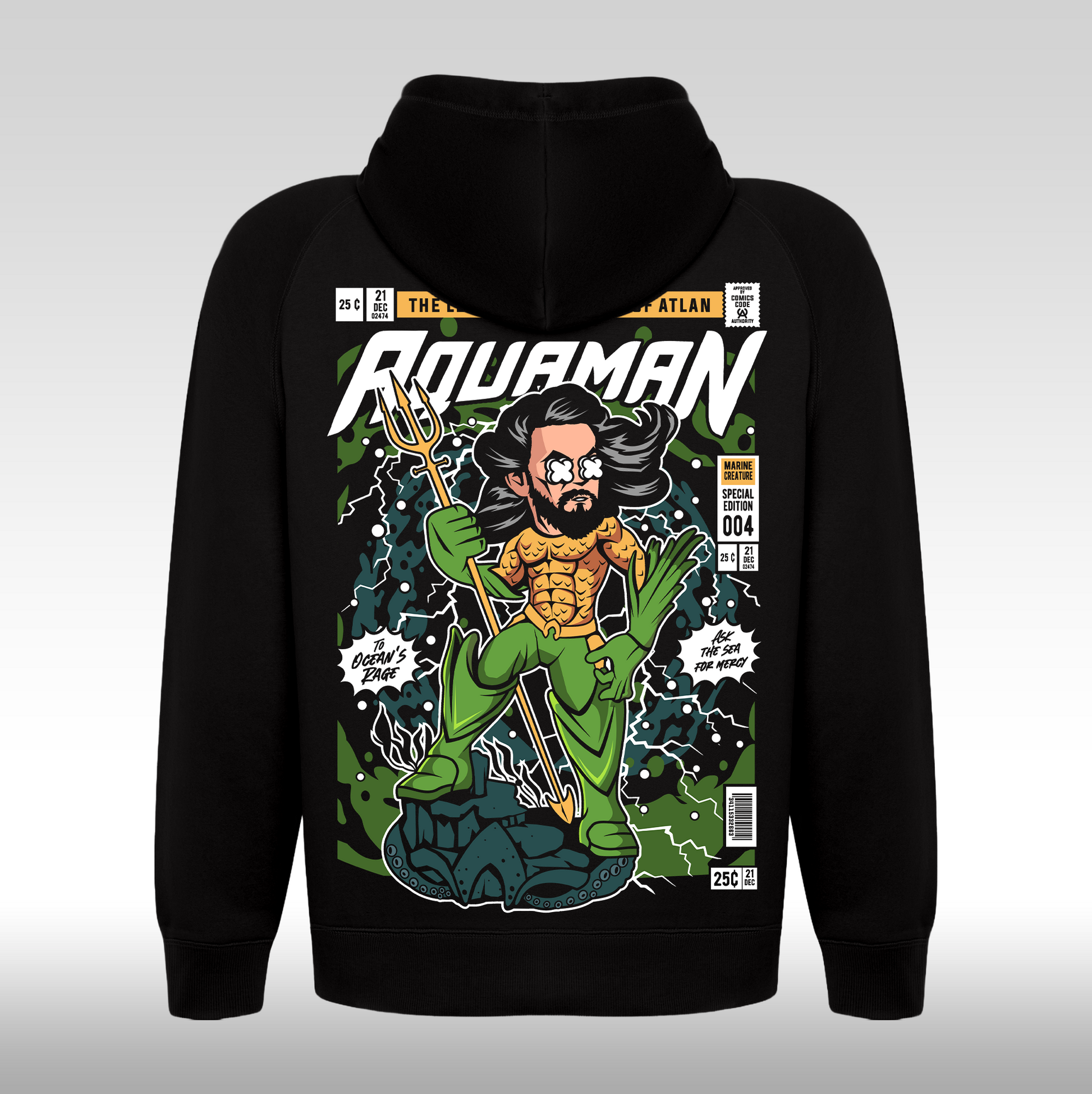Hanorac Negru personalizat spate urban "Aquaman" streetwear
