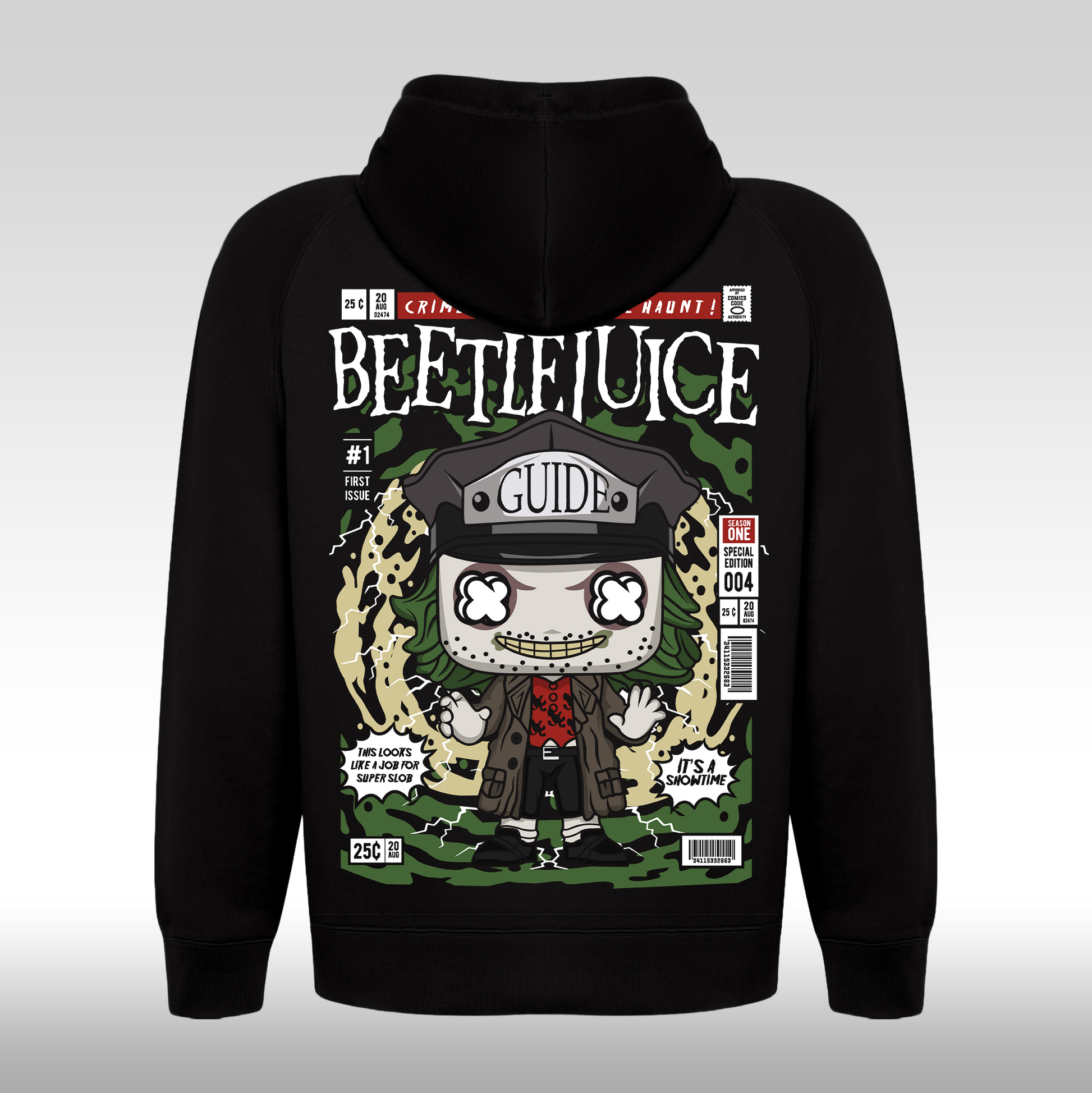 Hanorac Negru personalizat spate  urban "Beetlejuice" streetwear
