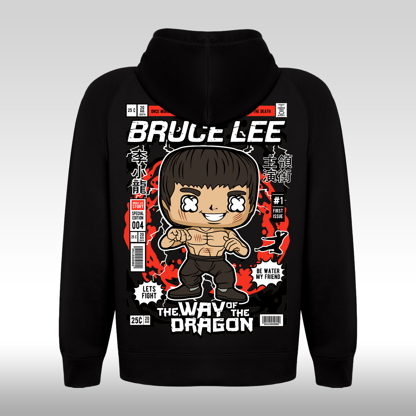 Hanorac Negru personalizat spate  urban "Bruce Lee" streetwear
