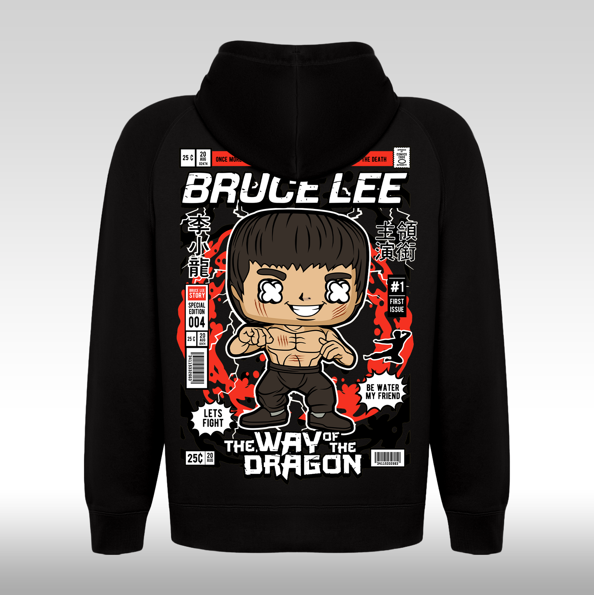Hanorac Negru personalizat spate  urban "Bruce Lee" streetwear
