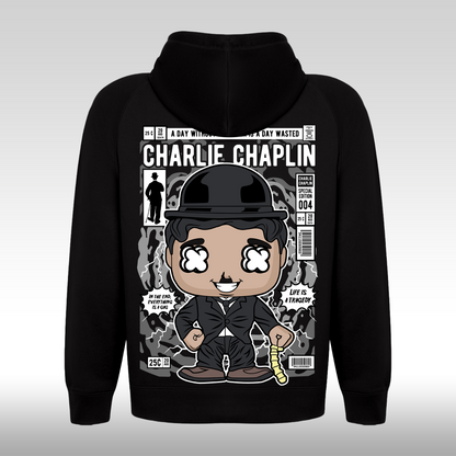 Hanorac Negru personalizat spate urban "Charlie Chaplin" streetwear
