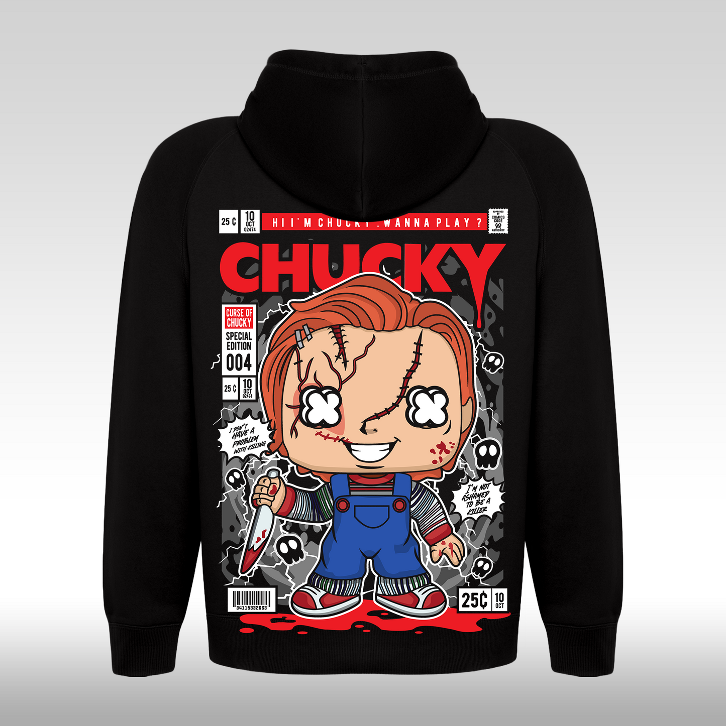 Hanorac Negru personalizat spate urban "Chucky" streetwear
