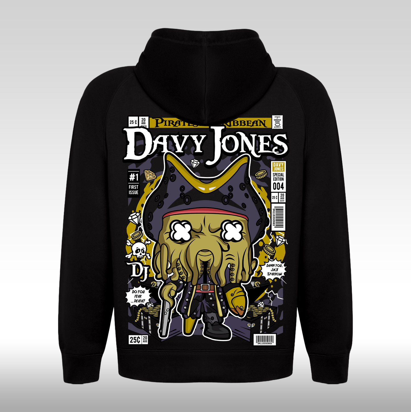 Hanorac Negru personalizat spate urban "Davy Jones" streetwear
