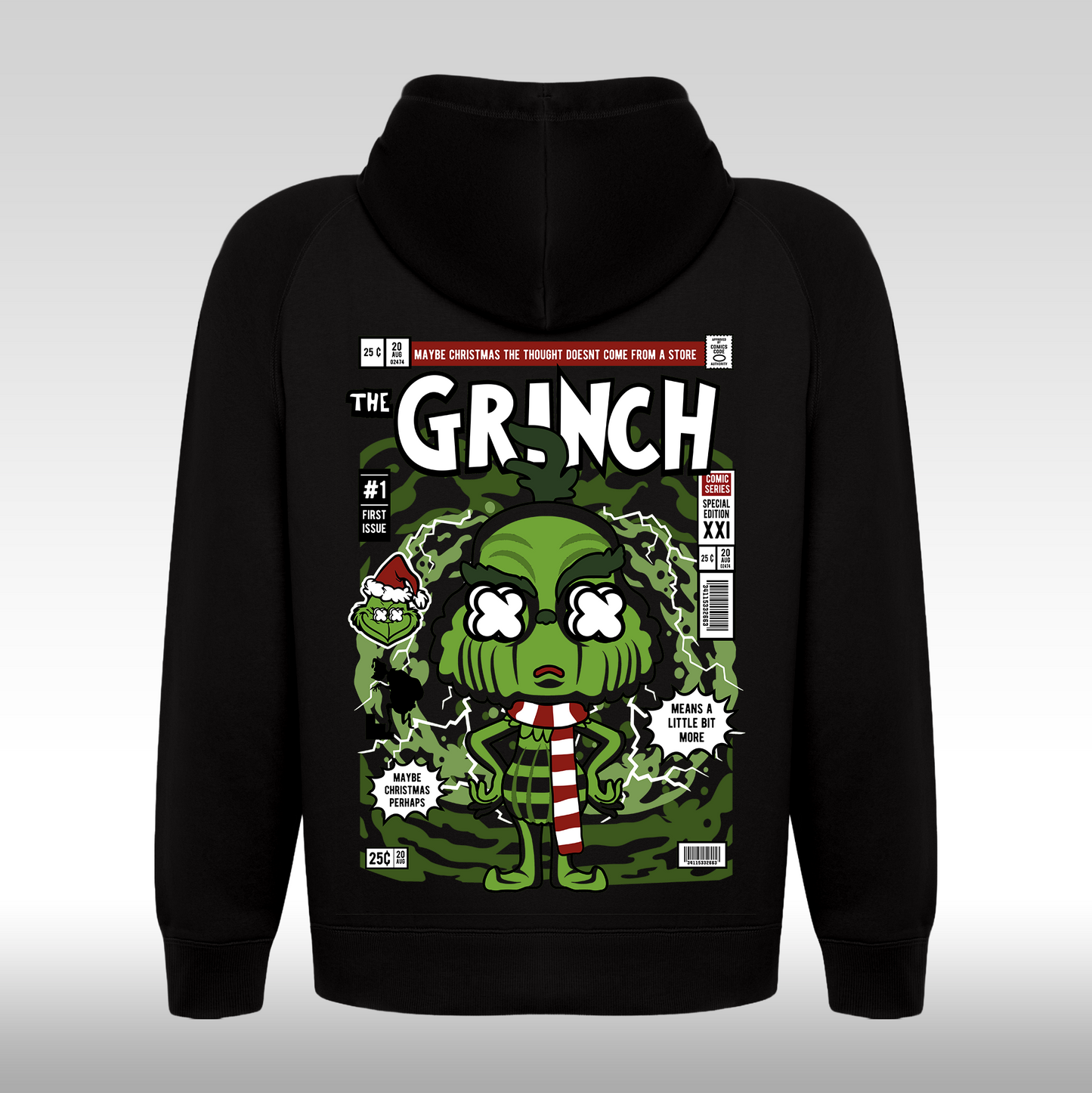 Hanorac Negru personalizat spate urban "Grinch" streetwear
