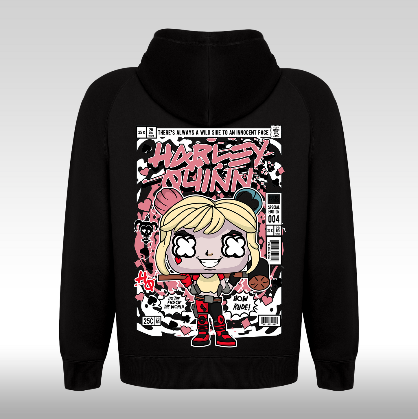 Hanorac Negru personalizat spate urban "Harley Quinn" streetwear
