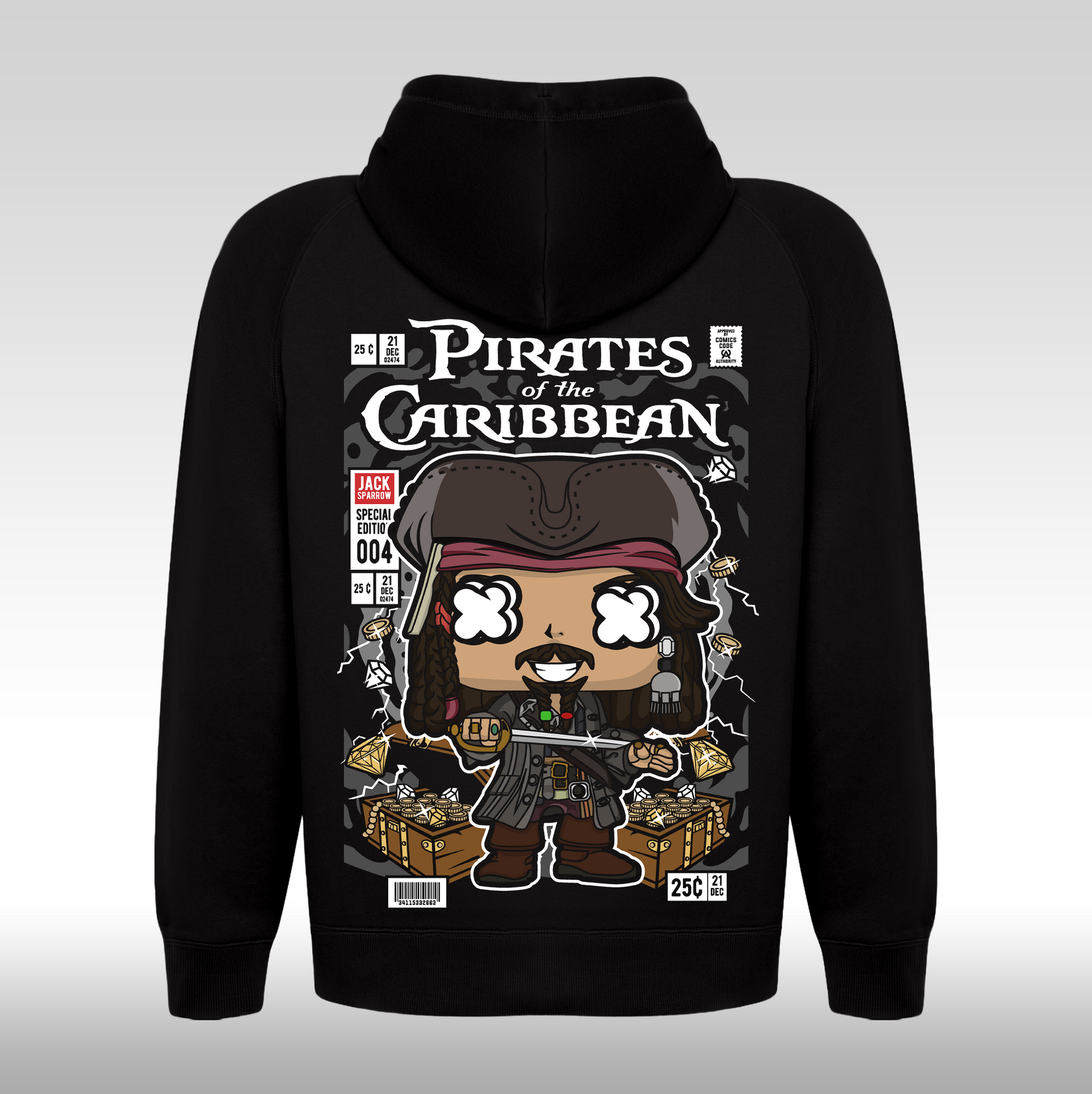 Hanorac Negru personalizat spate urban "Pirates Of Caribbean" streetwear
