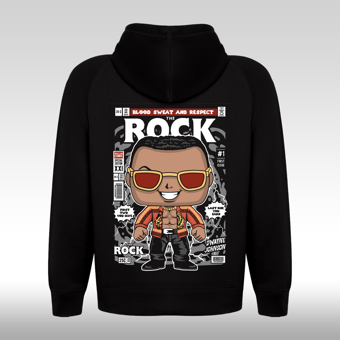 Hanorac Negru personalizat spate  urban "The Rock" streetwear
