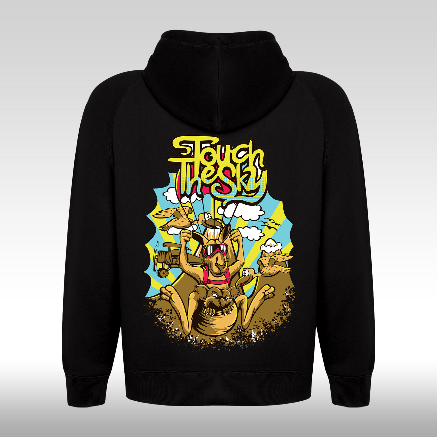 Hanorac Negru personalizat spate urban "touch The Sky" streetwear
