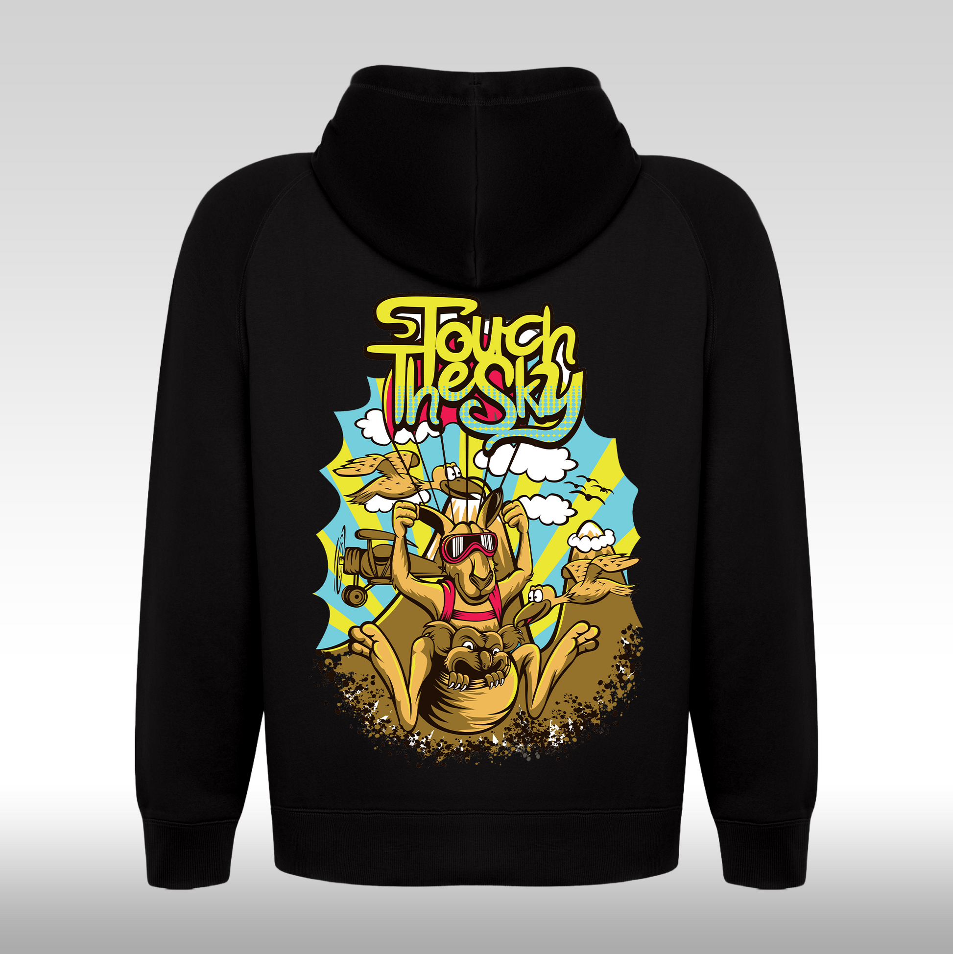 Hanorac Negru personalizat spate urban "touch The Sky" streetwear
