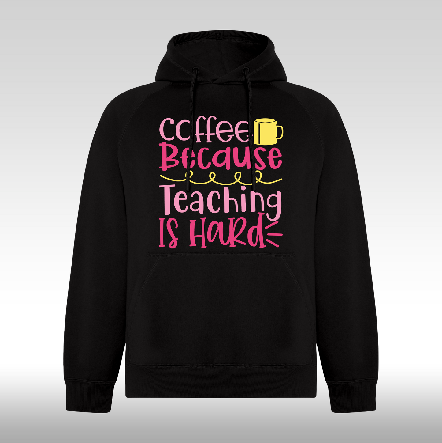Hanorac Negru personalizat urban "Coffee Because Teaching Is Hard" streetwear
