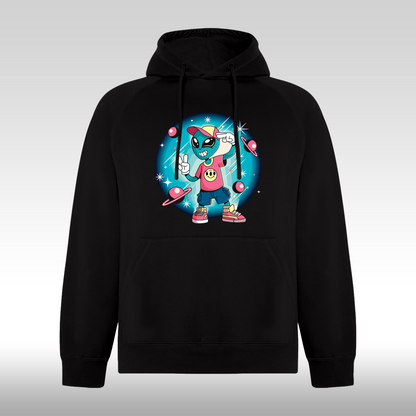 Hanorac Negru personalizat urban "Cosmic Alien" streetwear
