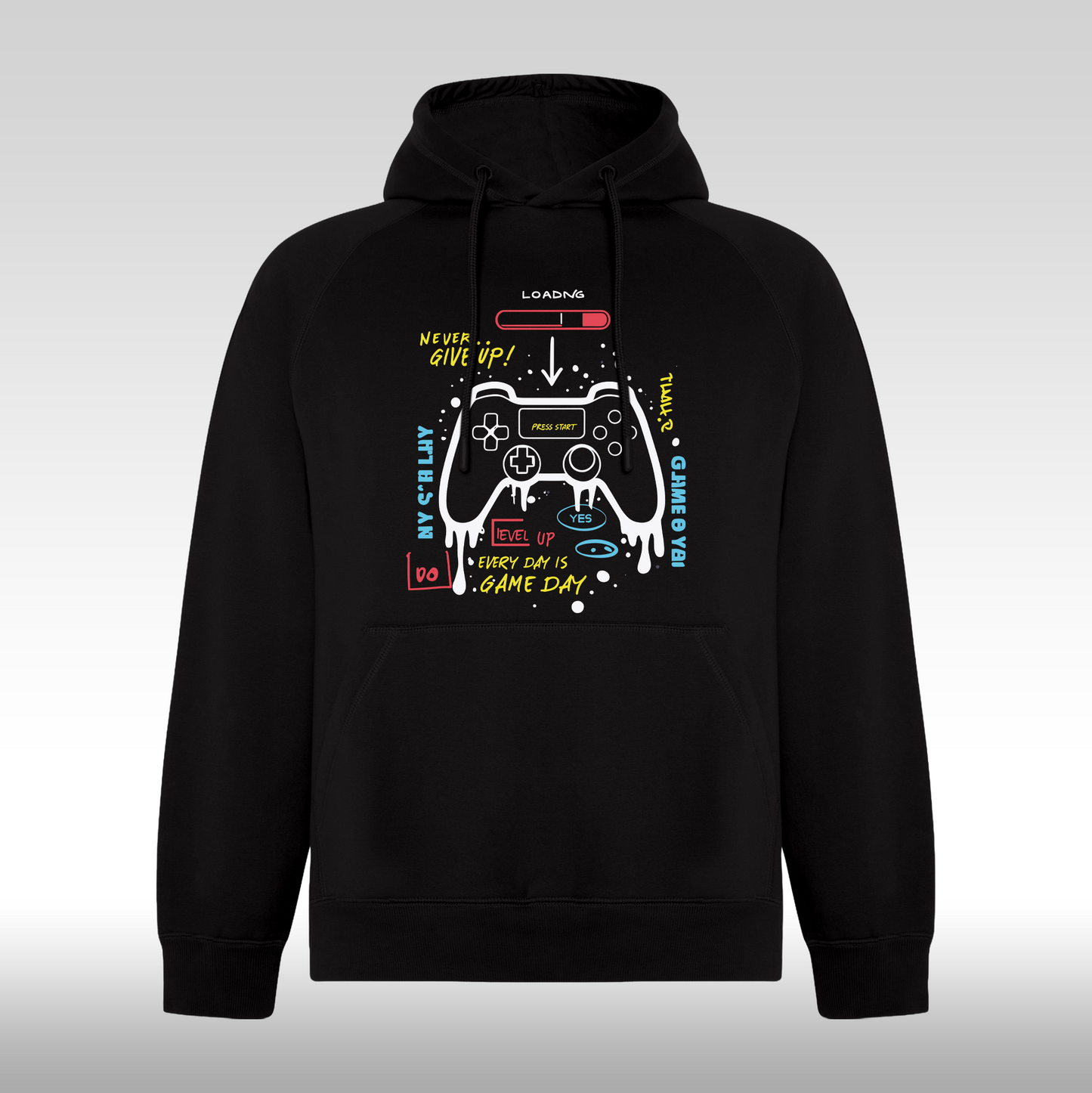 Hanorac Negru personalizat urban "Every Day Is Gaming Day" streetwear
