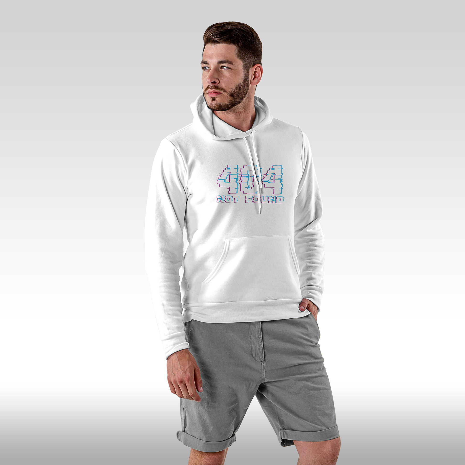 Hanorac alb personalizat Fata barbat gaming "404 Not Found" streetwear
