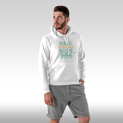 Hanorac alb personalizat Fata barbat mesaj "Fueled By The Tears Of My Students" streetwear
