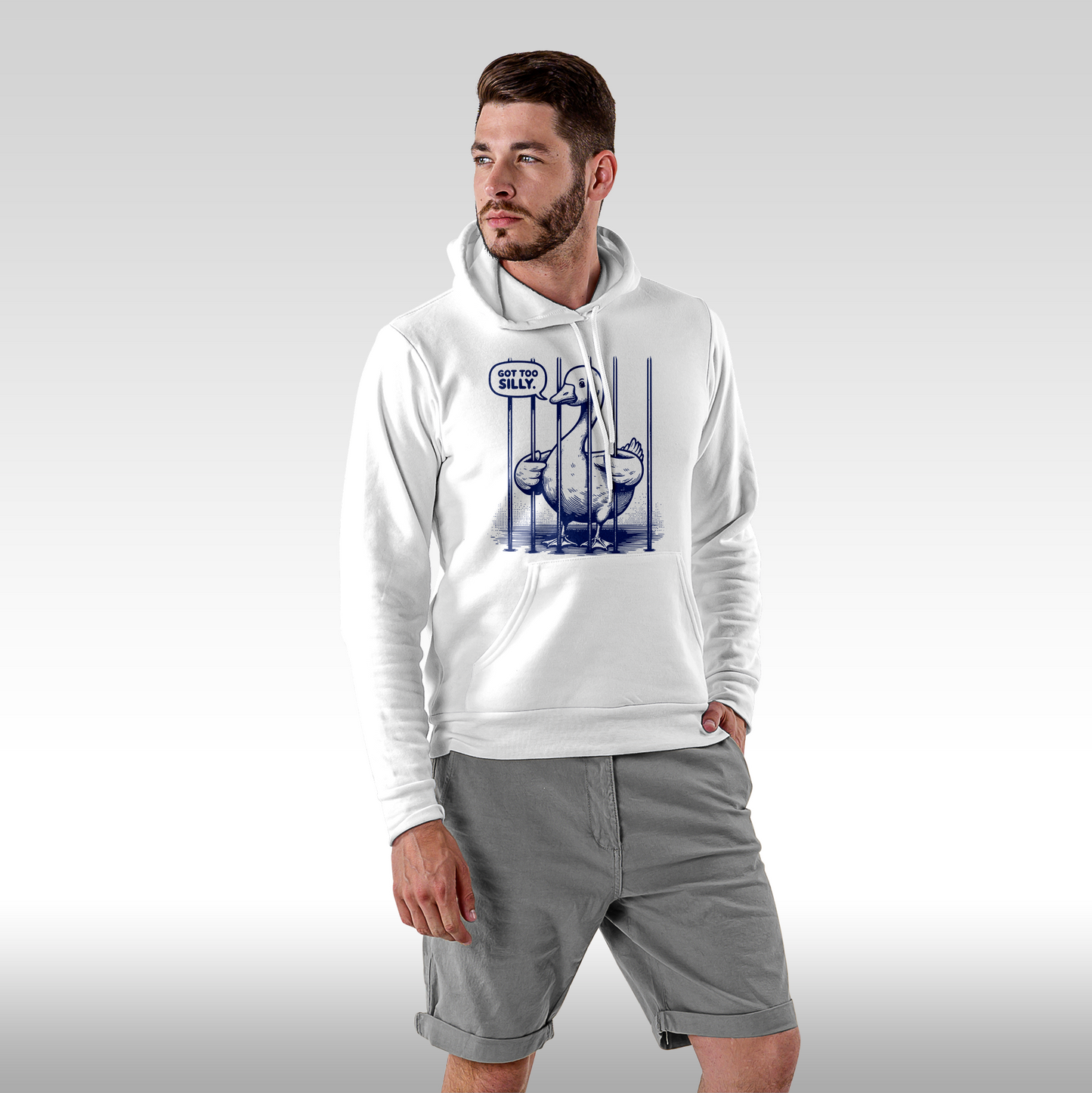Hanorac alb personalizat Fata barbat mesaj "Got Too Silly" streetwear
