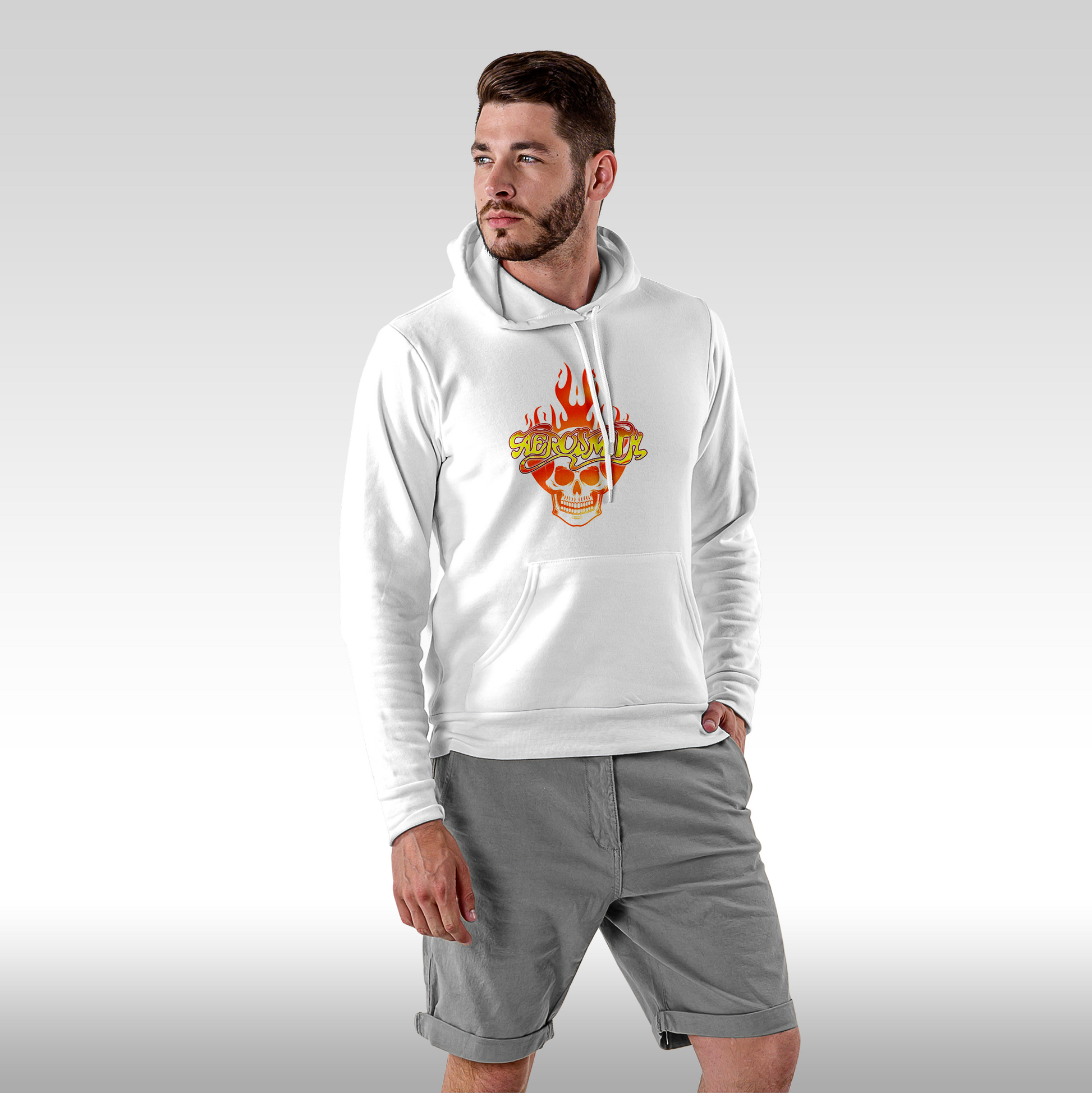 Hanorac alb personalizat Fata barbat rock "Aerosmith" streetwear
