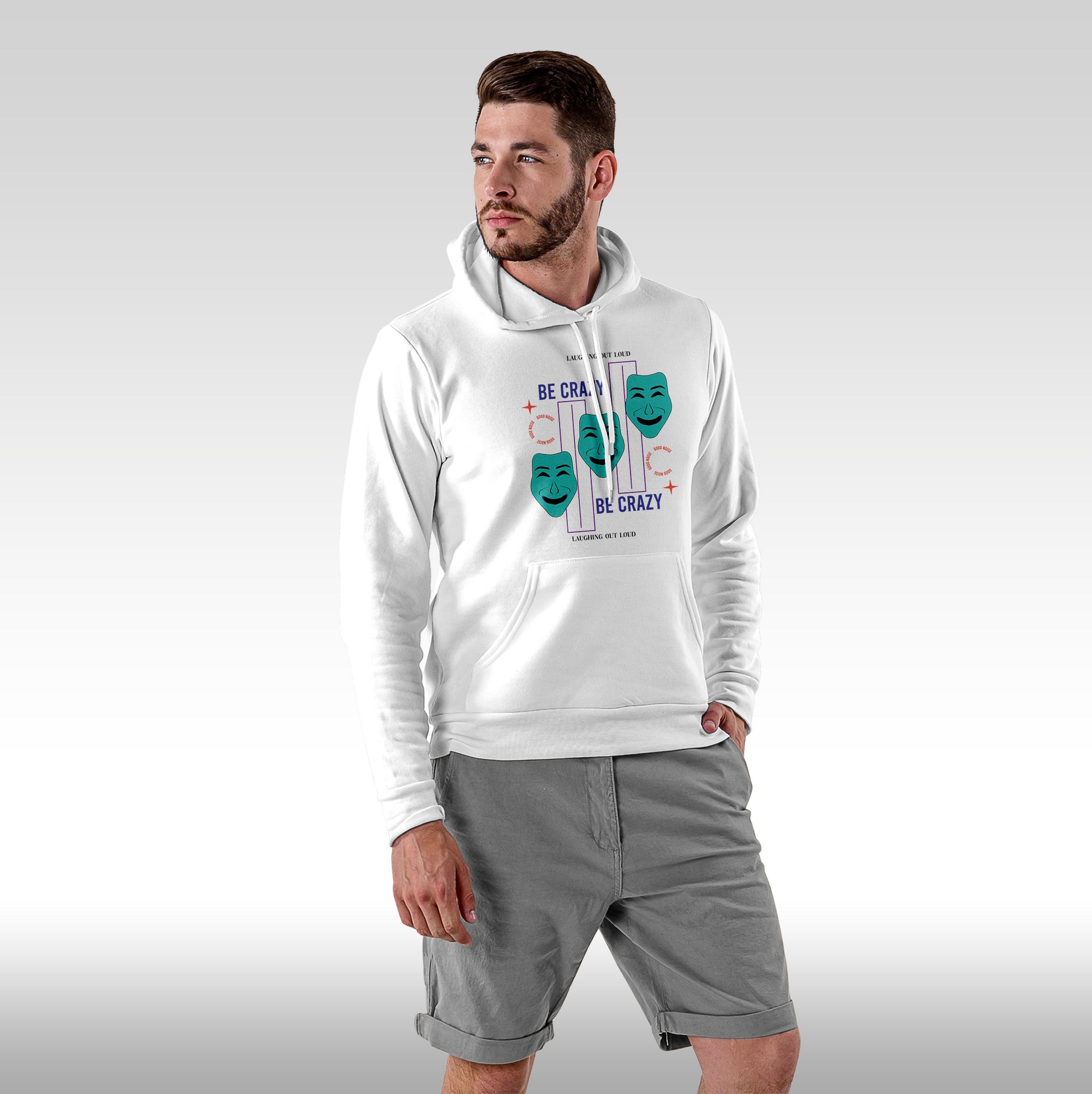 Hanorac alb personalizat Fata barbat urban "Be Crazy" streetwear
