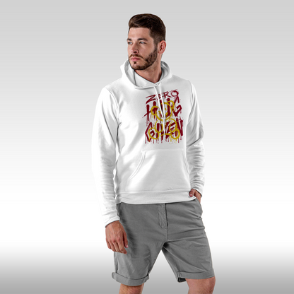 Hanorac alb personalizat Fata barbat urban "Zero Hug Given" streetwear
