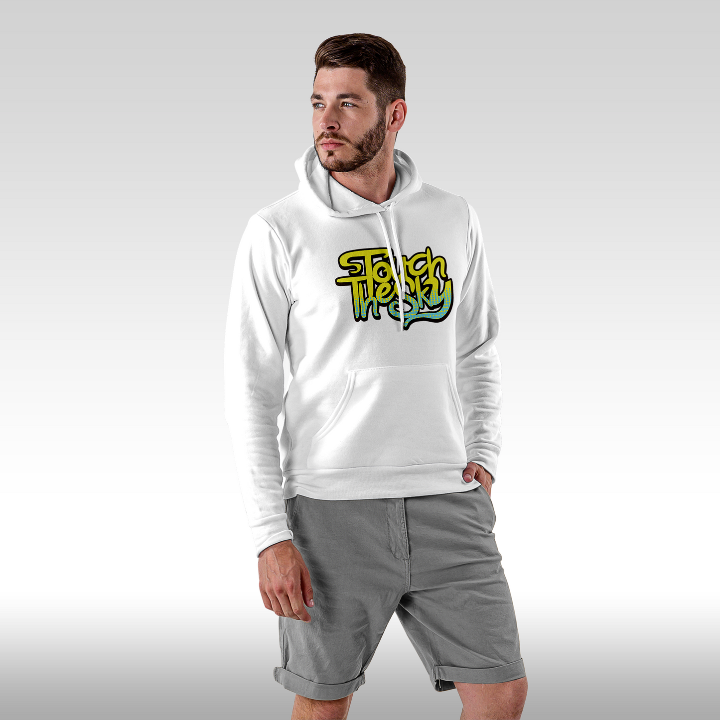 Hanorac alb personalizat Fata barbat urban "touch The Sky" streetwear
