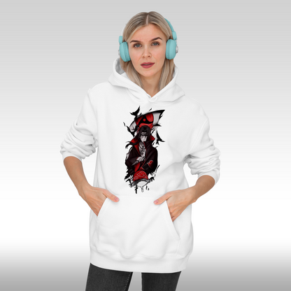 Hanorac alb personalizat Fata Dama anime "Sasuke White" streetwear
