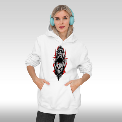 Hanorac alb personalizat Fata Dama anime "Solo Leveling Black" streetwear
