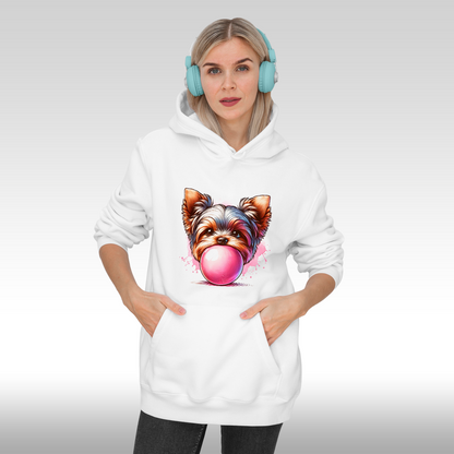 Hanorac alb personalizat Fata Dama catel "Bubble Puppy" streetwear
