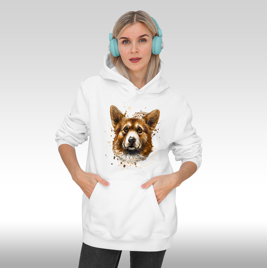 Hanorac alb personalizat Fata Dama catel "Puppy Art" streetwear
