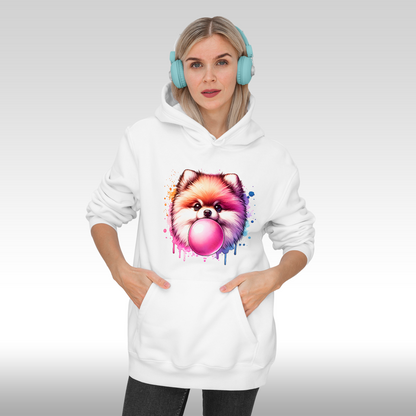 Hanorac alb personalizat Fata Dama catel pomeranian "Bubble Pup" streetwear
