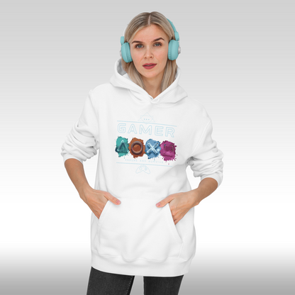 Hanorac alb personalizat Fata Dama gaming "Gamer Endure and Survive" streetwear
